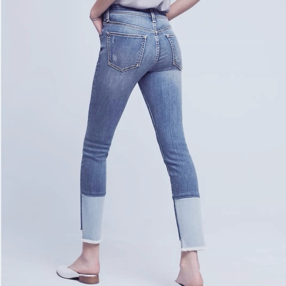 Anthropologie Pilcro Patchwork Step Hem Fringe Hem Distressed Skinny Jeans - Picture 7 of 15